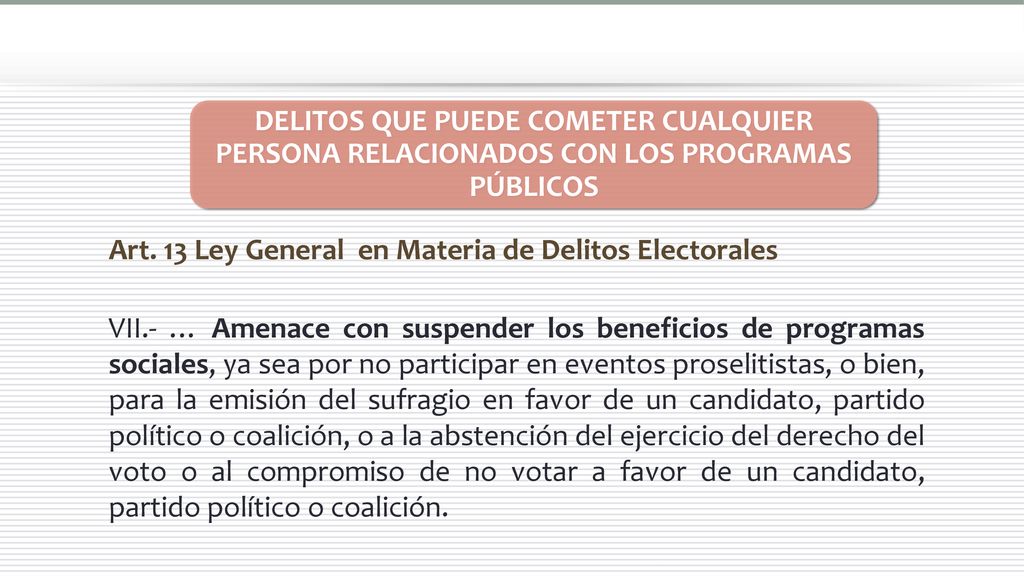 DELITOS QUE PUEDE COMETER CUALQUIER PERSONA RELACIONADOS CON LOS PROGRAMAS PÚBLICOS