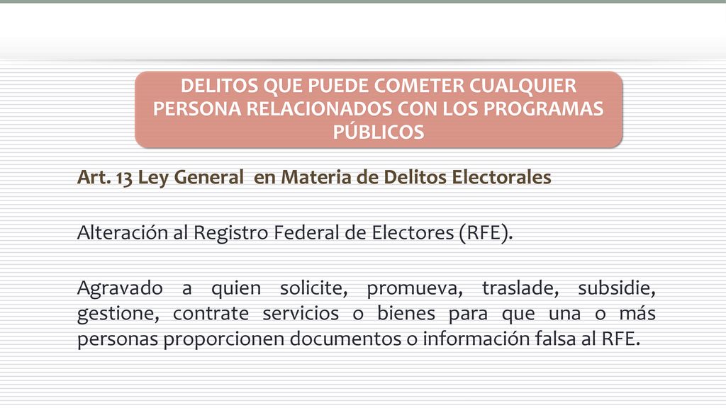 DELITOS QUE PUEDE COMETER CUALQUIER PERSONA RELACIONADOS CON LOS PROGRAMAS PÚBLICOS