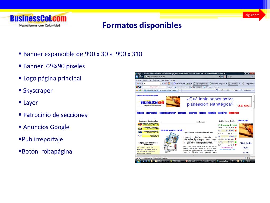Formatos disponibles Banner expandible de 990 x 30 a 990 x 310