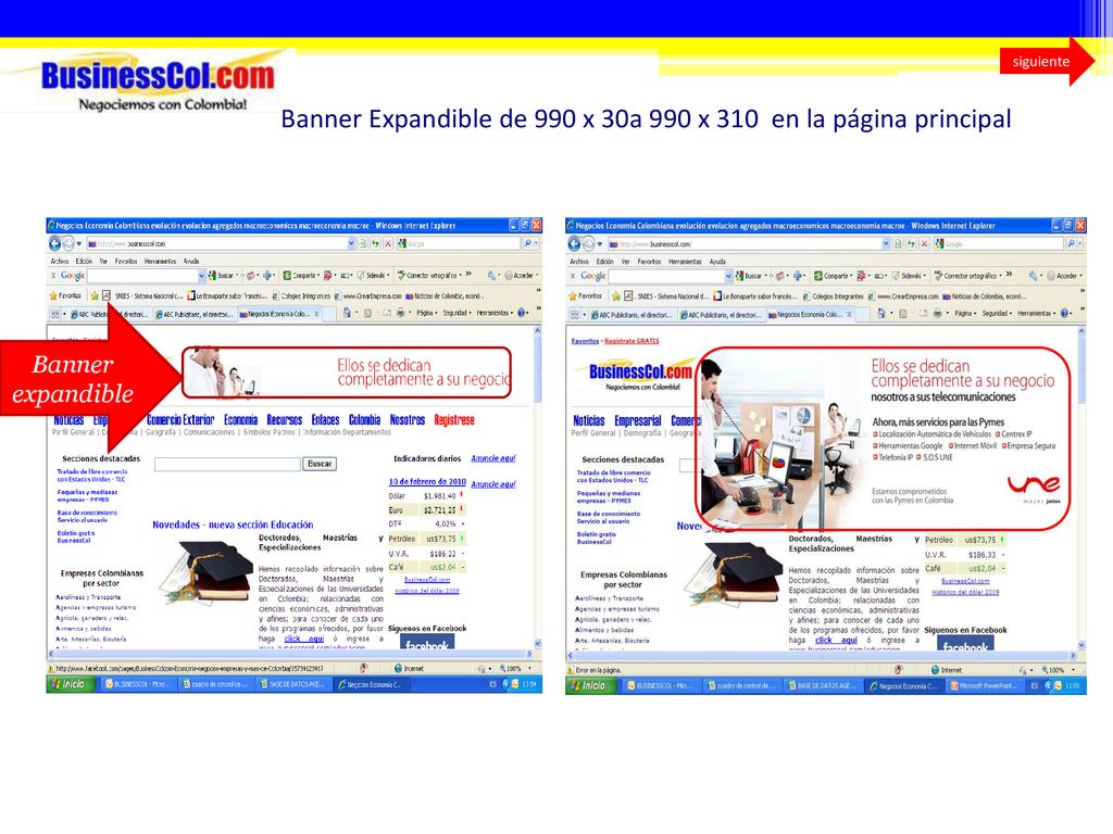 Banner Expandible de 990 x 30a 990 x 310 en la página principal