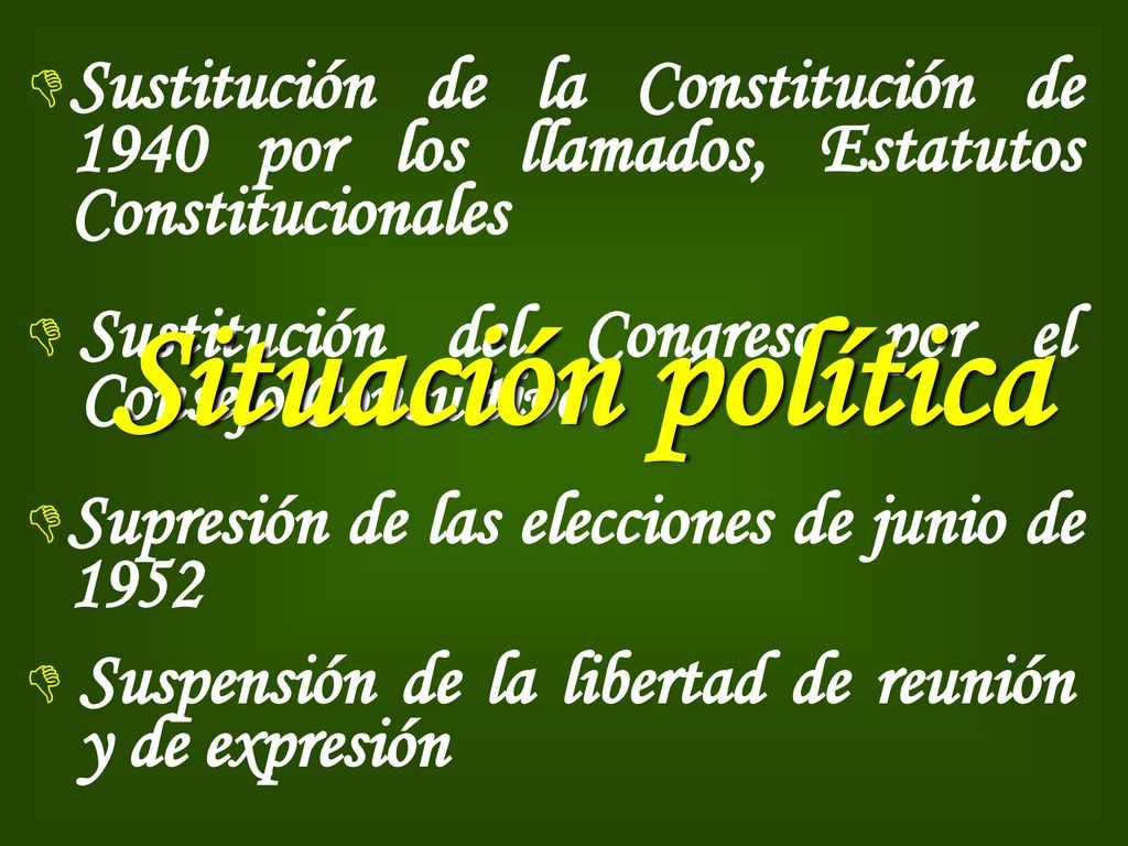 Sustitución de la Constitución de 1940 por los llamados, Estatutos Constitucionales