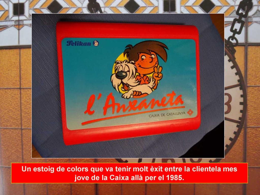 Un estoig de colors que va tenir molt èxit entre la clientela mes jove de la Caixa allà per el 1985.