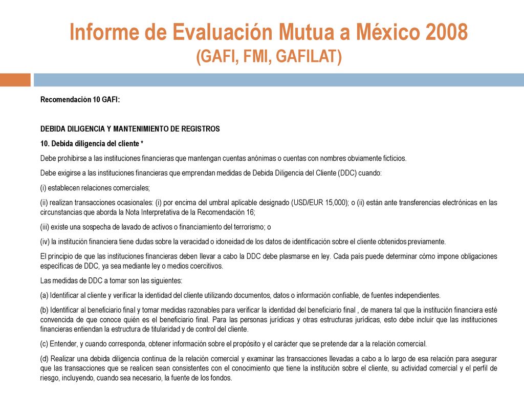 Informe de Evaluación Mutua a México 2008 (GAFI, FMI, GAFILAT)