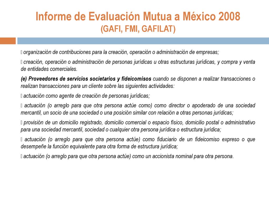 Informe de Evaluación Mutua a México 2008 (GAFI, FMI, GAFILAT)