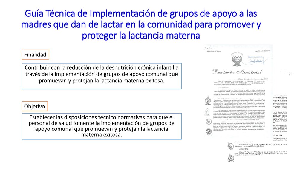 Guía Técnica de Implementación de grupos de apoyo a las madres que dan de lactar en la comunidad para promover y proteger la lactancia materna