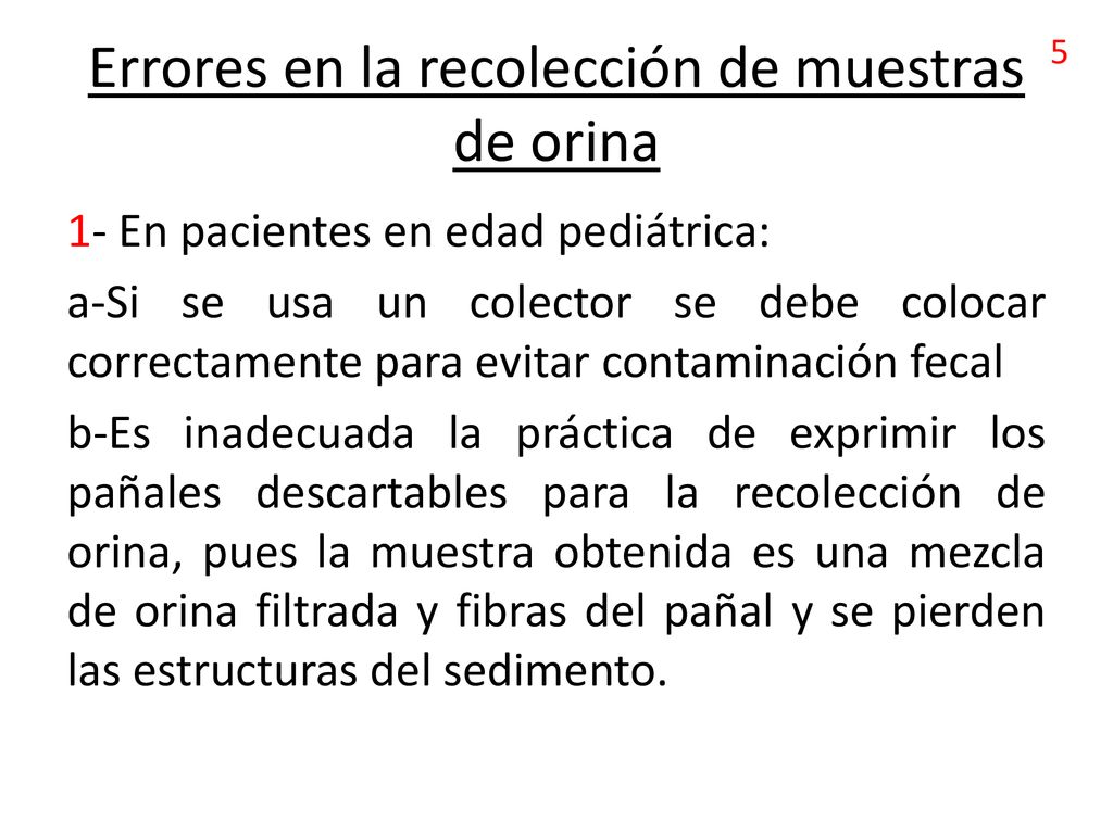 Errores en la recolección de muestras de orina