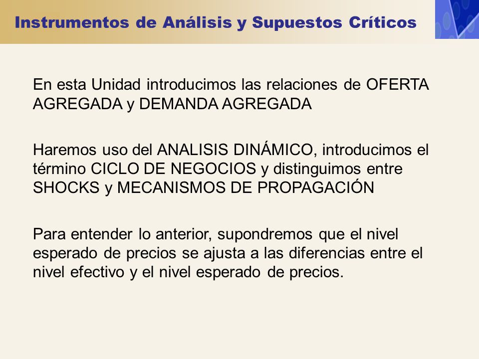 Instrumentos de Análisis y Supuestos Críticos