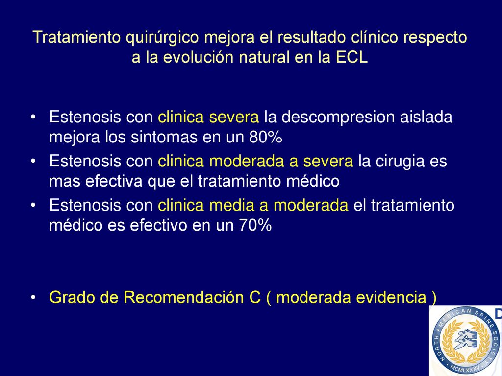 Tratamiento quirúrgico mejora el resultado clínico respecto a la evolución natural en la ECL