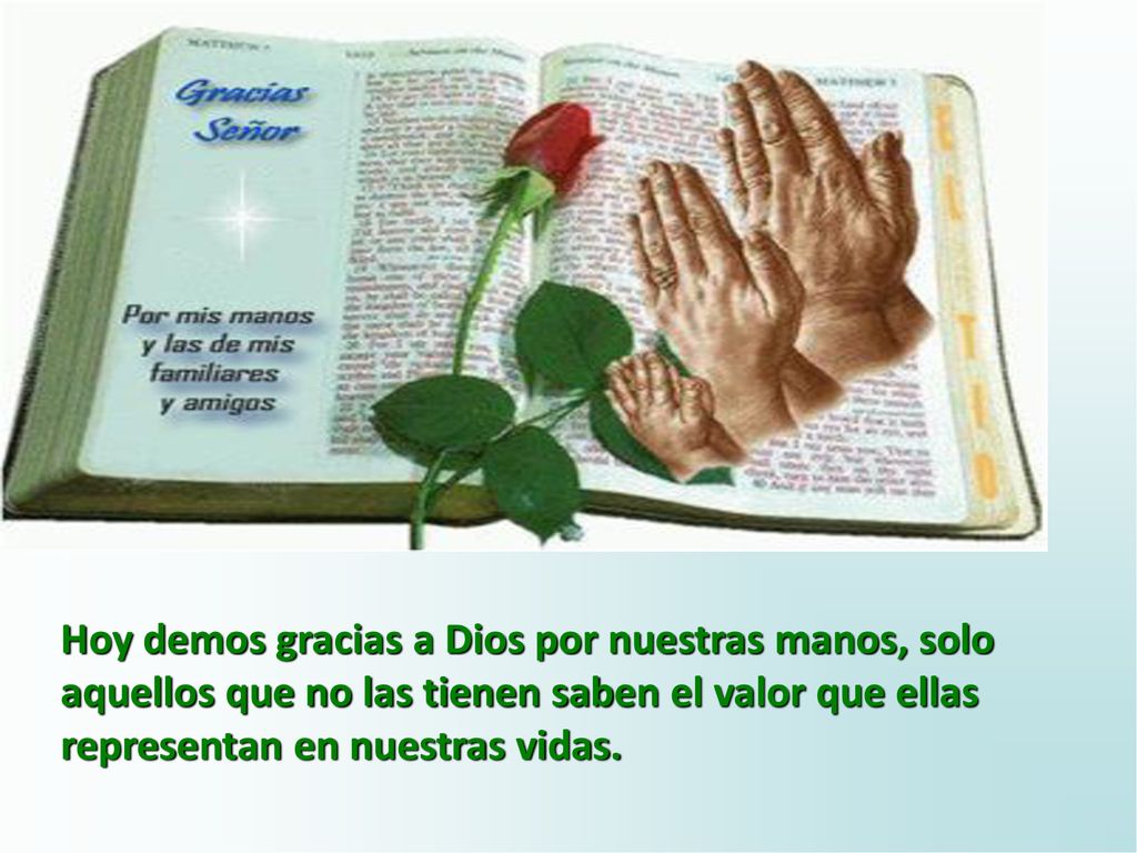 Hoy demos gracias a Dios por nuestras manos, solo aquellos que no las tienen saben el valor que ellas representan en nuestras vidas.