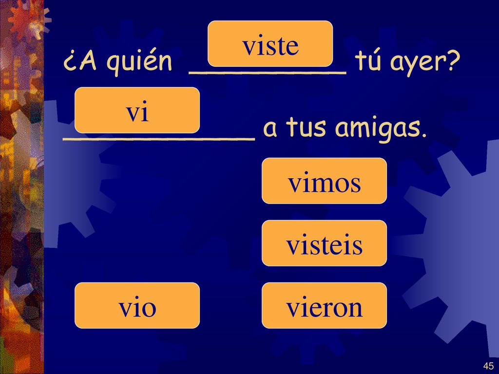 ¿A quién _________ tú ayer ___________ a tus amigas.