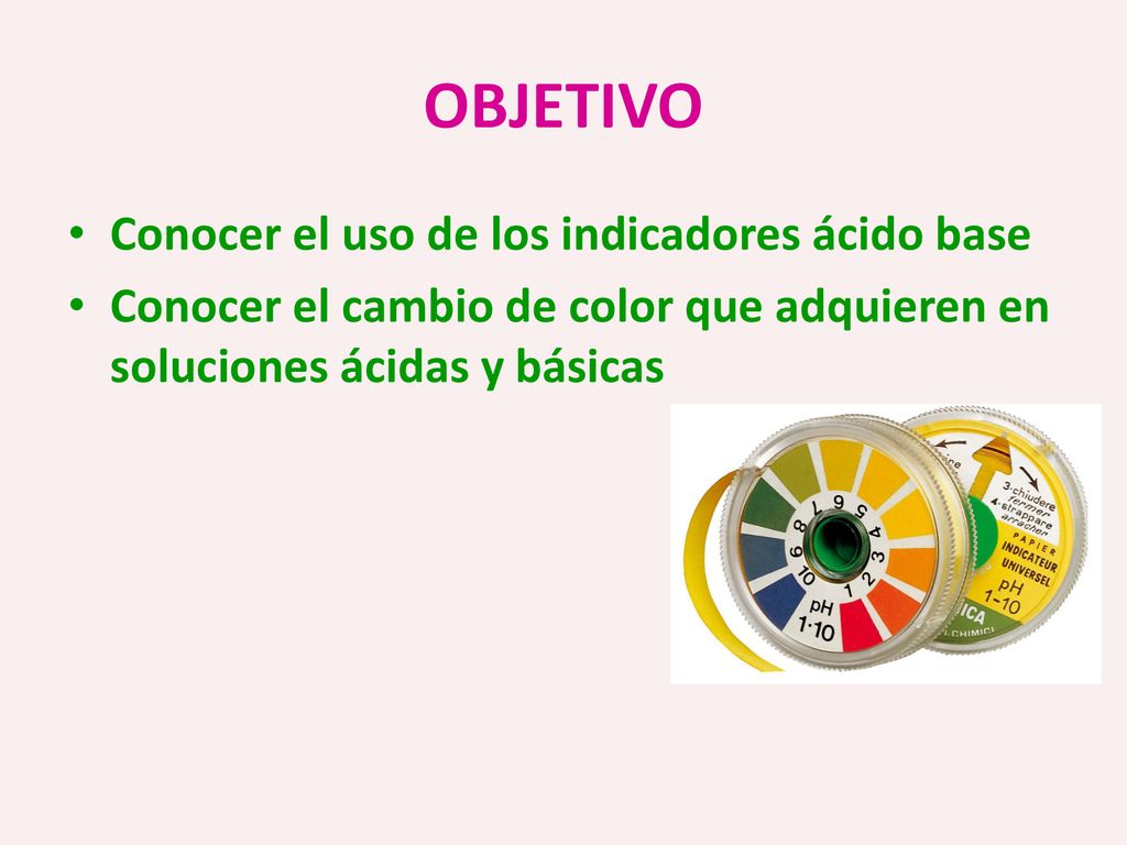 OBJETIVO Conocer el uso de los indicadores ácido base