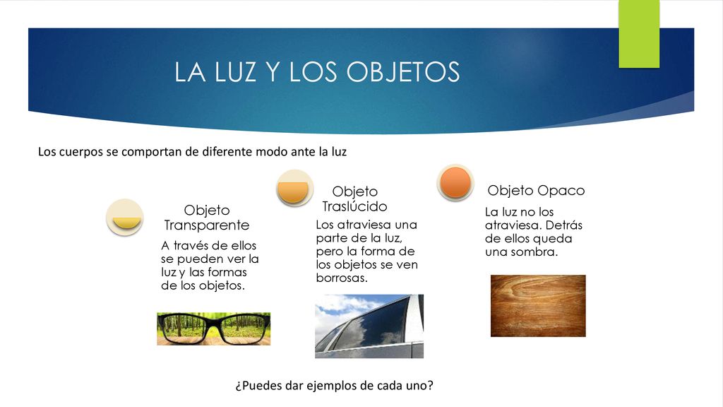 Los cuerpos se comportan de diferente modo ante la luz
