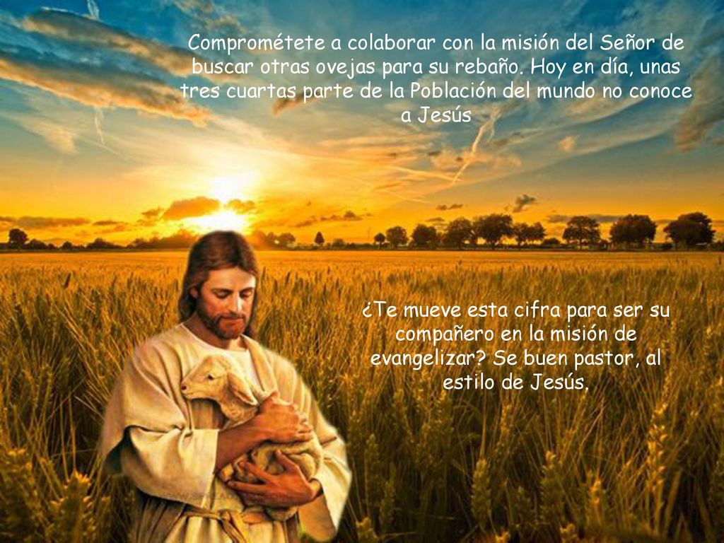 Comprométete a colaborar con la misión del Señor de buscar otras ovejas para su rebaño. Hoy en día, unas tres cuartas parte de la Población del mundo no conoce a Jesús