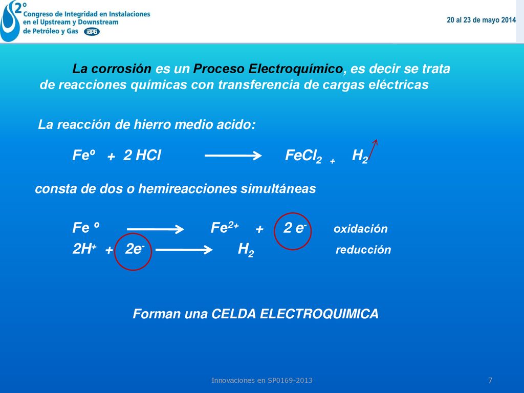 La corrosión es un Proceso Electroquímico, es decir se trata de reacciones químicas con transferencia de cargas eléctricas