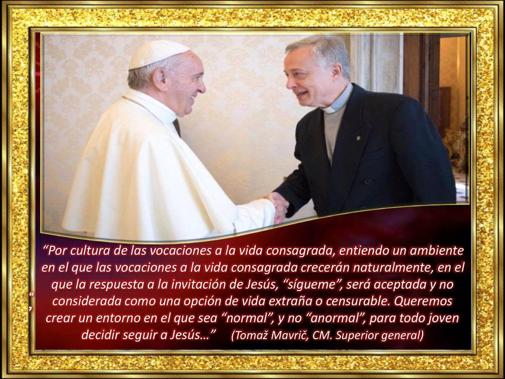 Por cultura de las vocaciones a la vida consagrada, entiendo un ambiente en el que las vocaciones a la vida consagrada crecerán naturalmente, en el que la respuesta a la invitación de Jesús, sígueme , será aceptada y no considerada como una opción de vida extraña o censurable.
