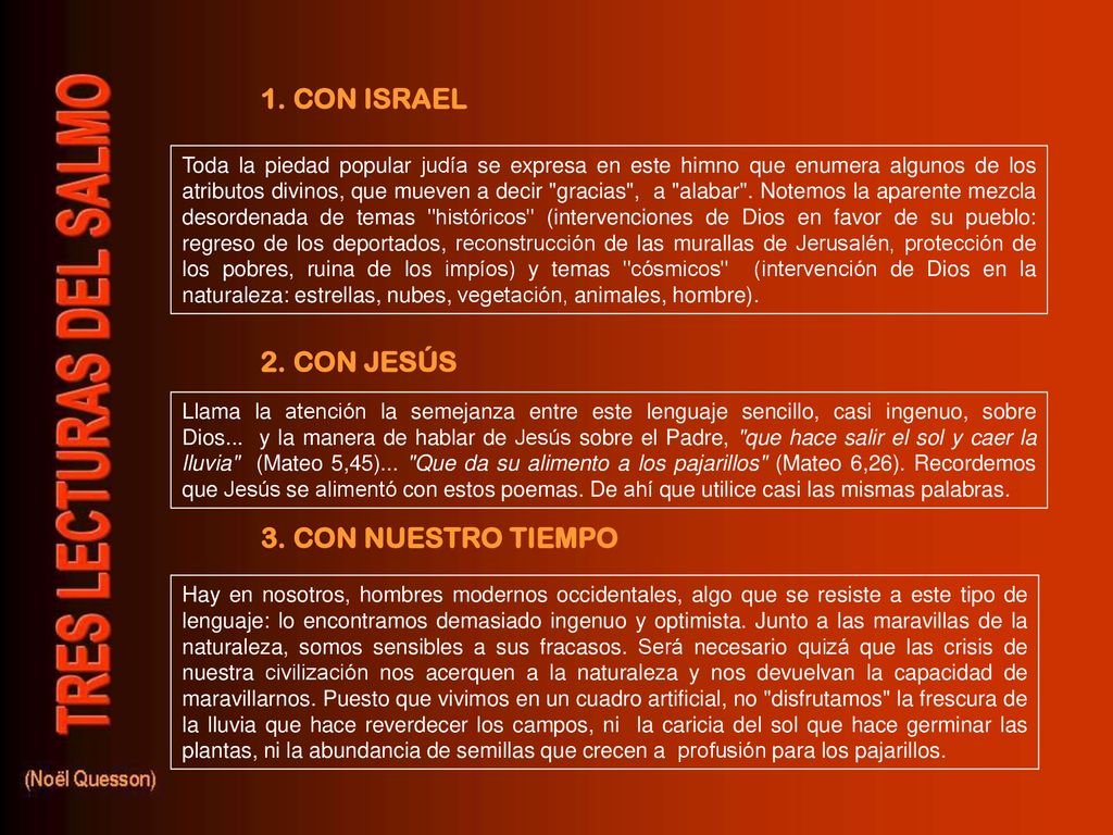 1. CON ISRAEL 2. CON JESÚS 3. CON NUESTRO TIEMPO