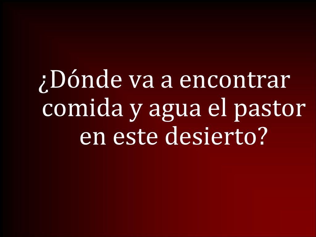¿Dónde va a encontrar comida y agua el pastor en este desierto