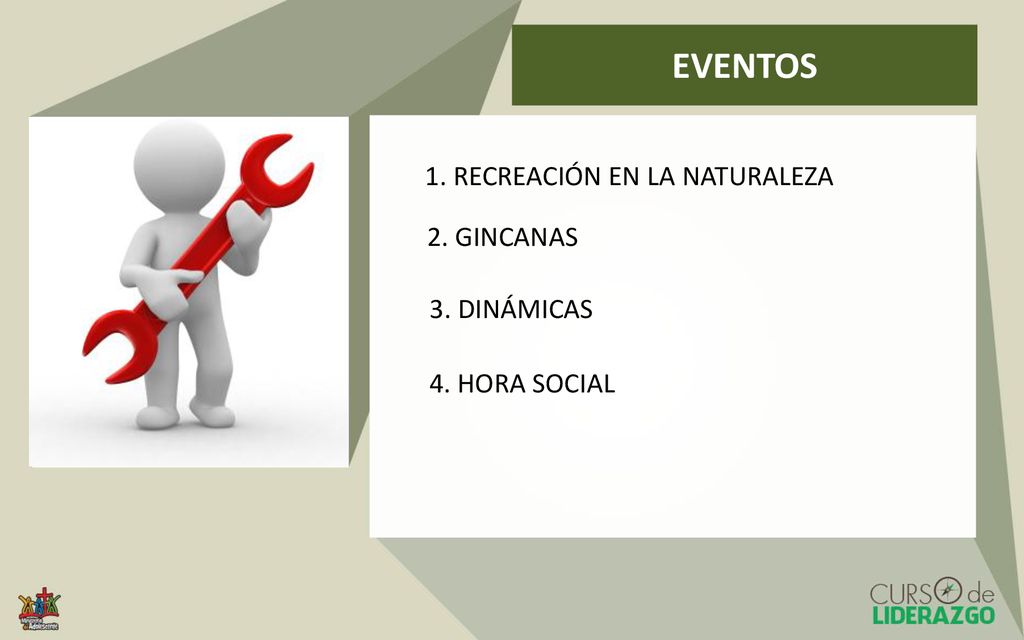 EVENTOS 1. RECREACIÓN EN LA NATURALEZA 2. GINCANAS 3. DINÁMICAS