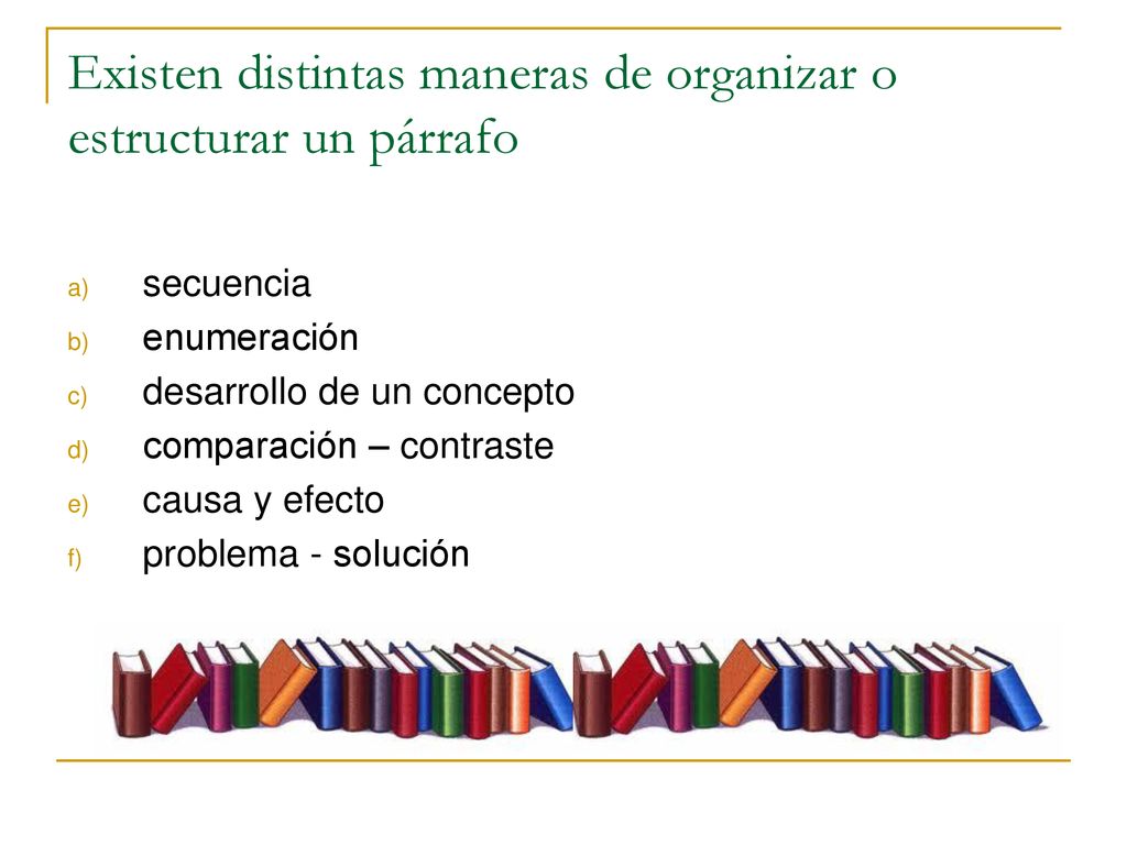 Existen distintas maneras de organizar o estructurar un párrafo