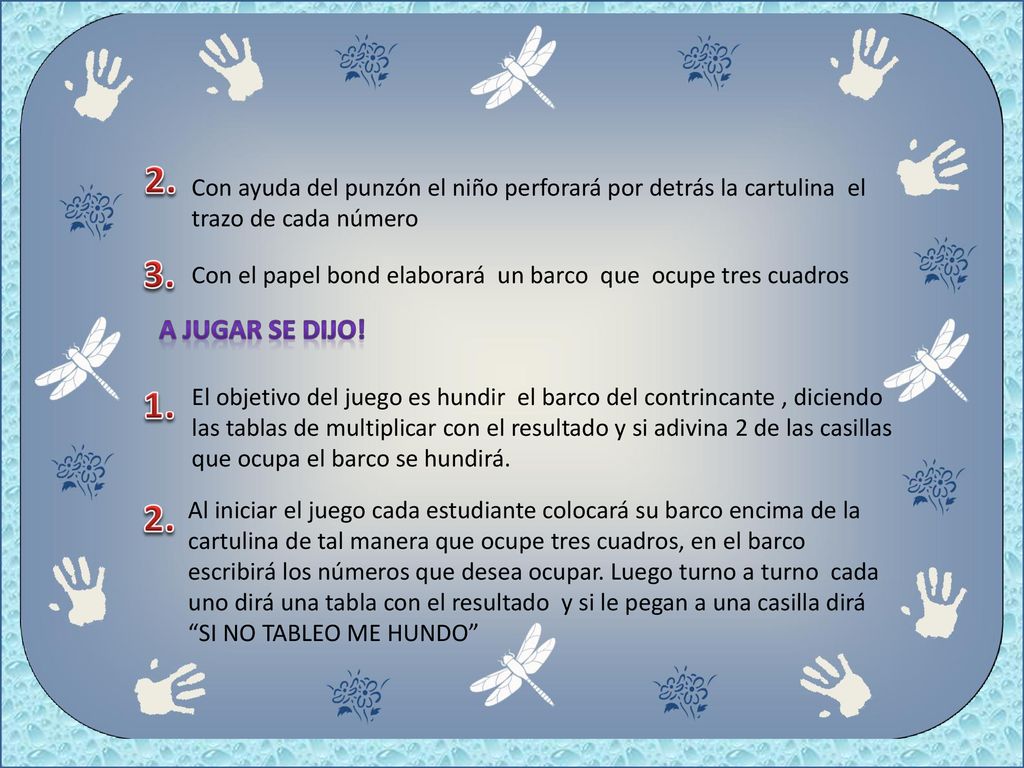 2. Con ayuda del punzón el niño perforará por detrás la cartulina el trazo de cada número. 3.