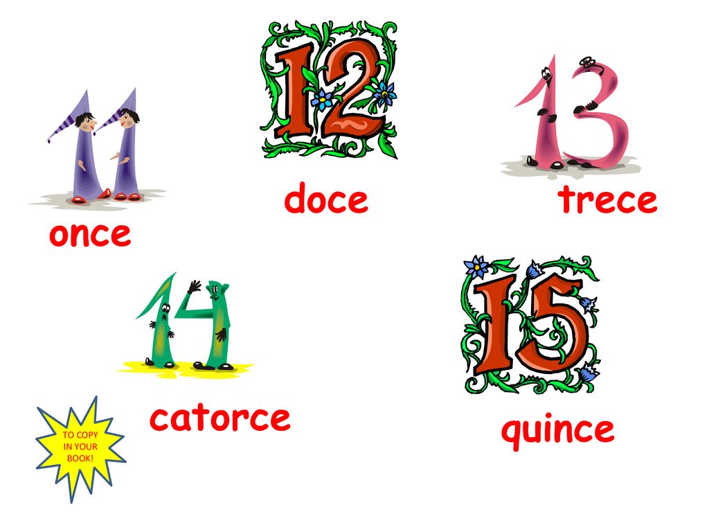 doce trece once catorce TO COPY IN YOUR BOOK! quince