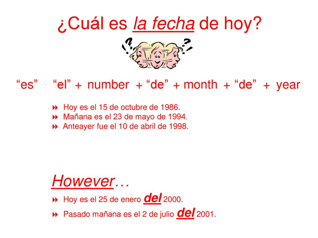 ¿Cuál es la fecha de hoy However… es + el + number + de + month