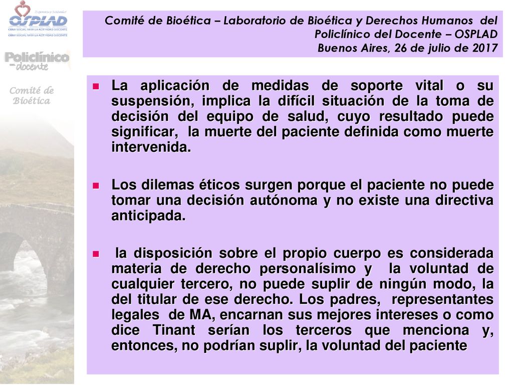 Comité de Bioética – Laboratorio de Bioética y Derechos Humanos del Policlínico del Docente – OSPLAD