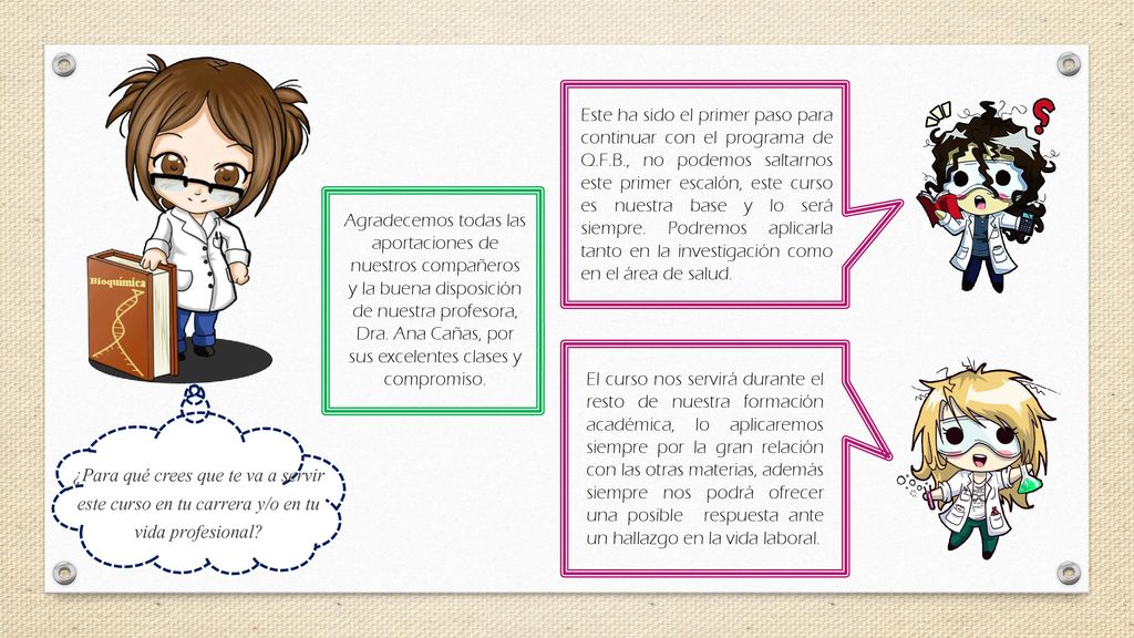 Este ha sido el primer paso para continuar con el programa de Q. F. B