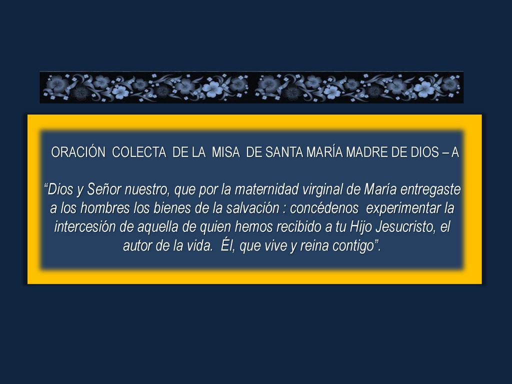 ORACIÓN COLECTA DE LA MISA DE SANTA MARÍA MADRE DE DIOS – A