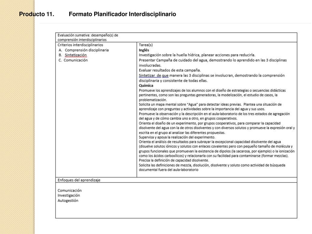 Producto 11. Formato Planificador Interdisciplinario