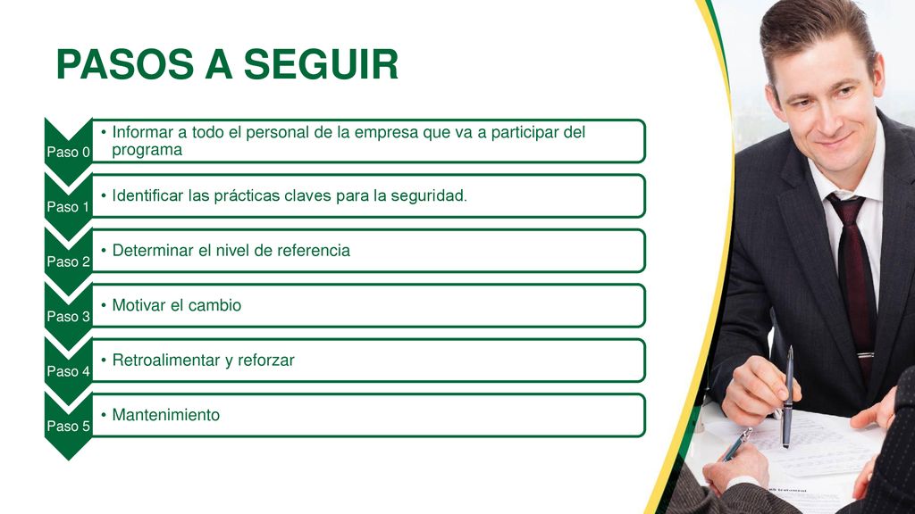PASOS A SEGUIR Paso 0. Informar a todo el personal de la empresa que va a participar del programa.