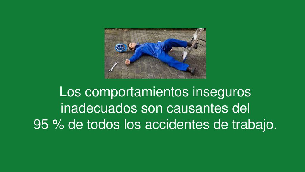 Los comportamientos inseguros inadecuados son causantes del 95 % de todos los accidentes de trabajo.