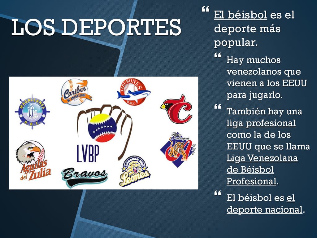 LOS DEPORTES El béisbol es el deporte más popular.
