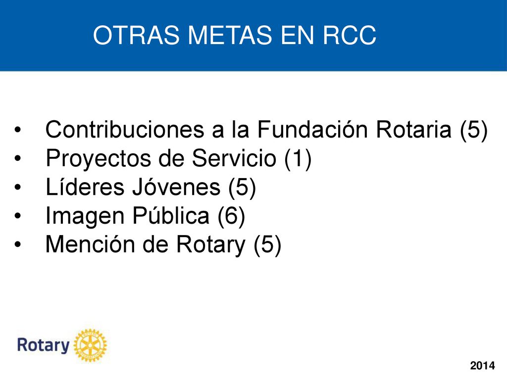 OTRAS METAS EN RCC Contribuciones a la Fundación Rotaria (5)