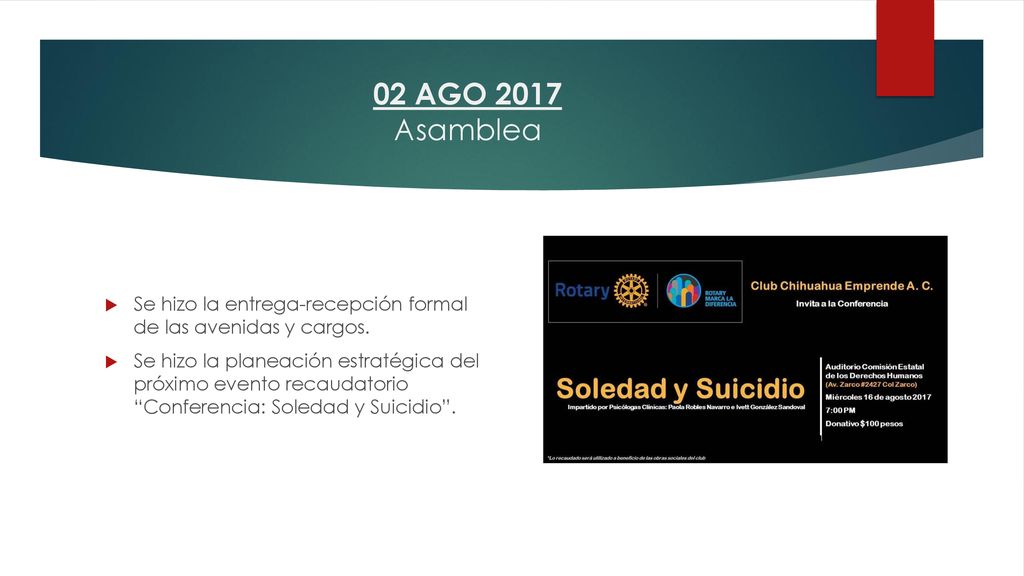 02 AGO 2017 Asamblea Se hizo la entrega-recepción formal de las avenidas y cargos.