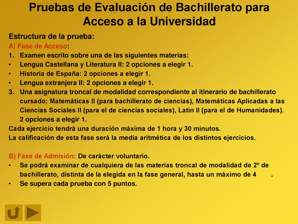 Pruebas de Evaluación de Bachillerato para Acceso a la Universidad
