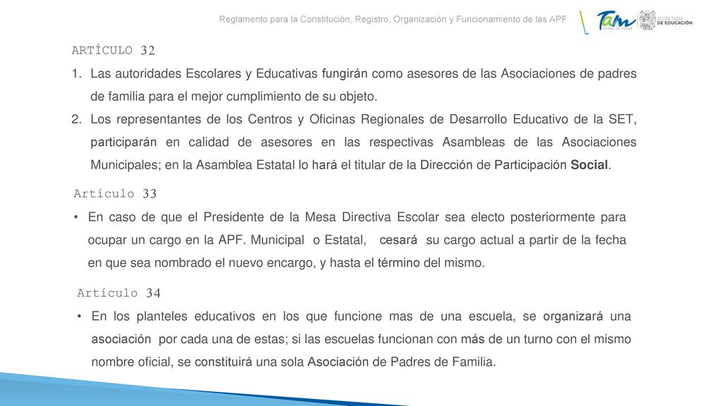 Reglamento para la Constitución, Registro, Organización y Funcionamiento de las APF