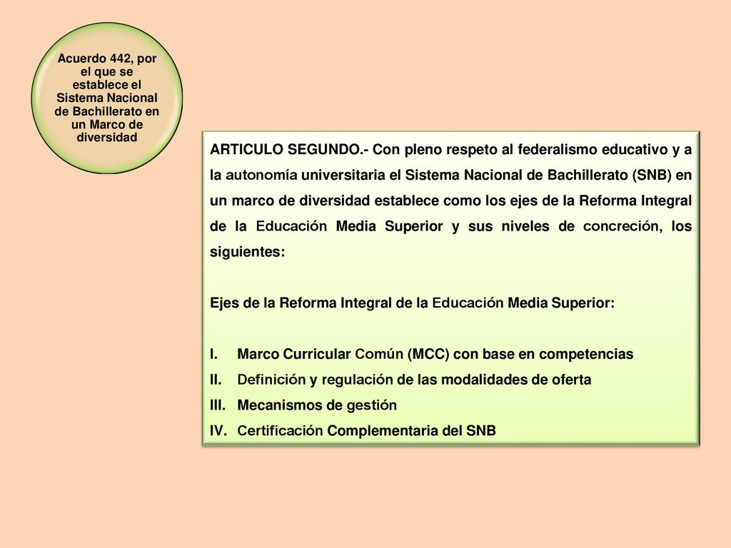 Ejes de la Reforma Integral de la Educación Media Superior: