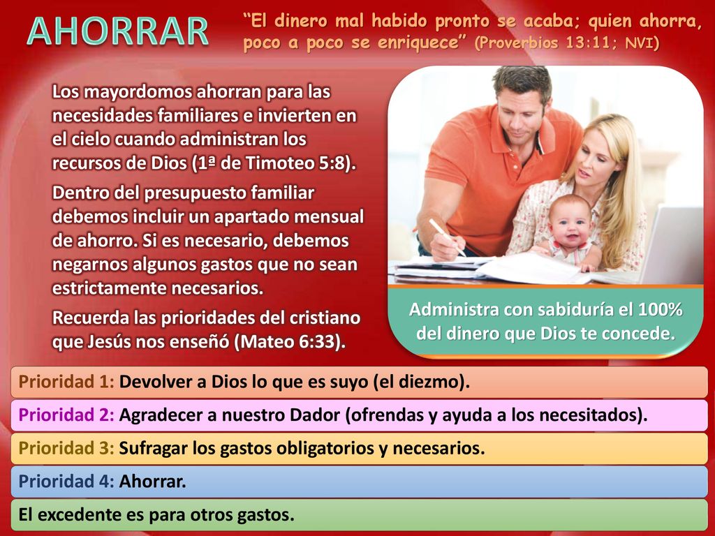 Administra con sabiduría el 100% del dinero que Dios te concede.