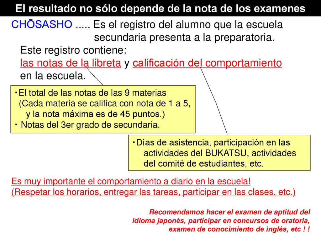 El resultado no sólo depende de la nota de los examenes