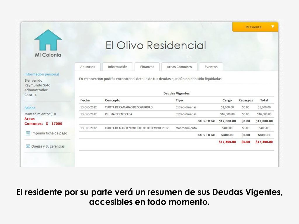 , aprobar o negar las reservaciones de las áreas comunes