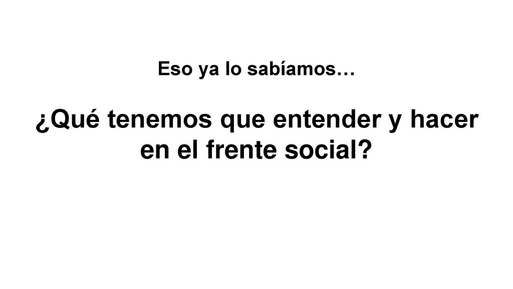 ¿Qué tenemos que entender y hacer en el frente social
