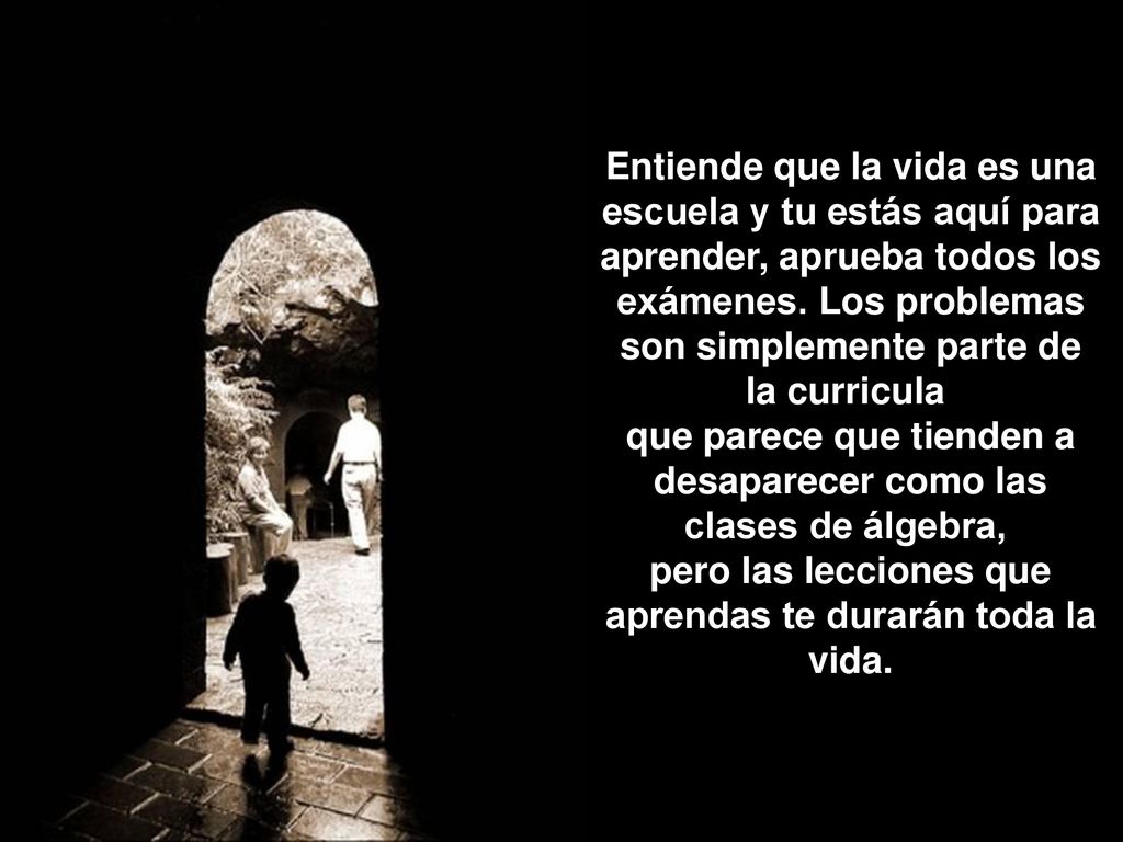 Entiende que la vida es una escuela y tu estás aquí para aprender, aprueba todos los exámenes.