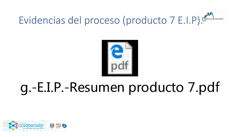 Evidencias del proceso (producto 7 E.I.P).