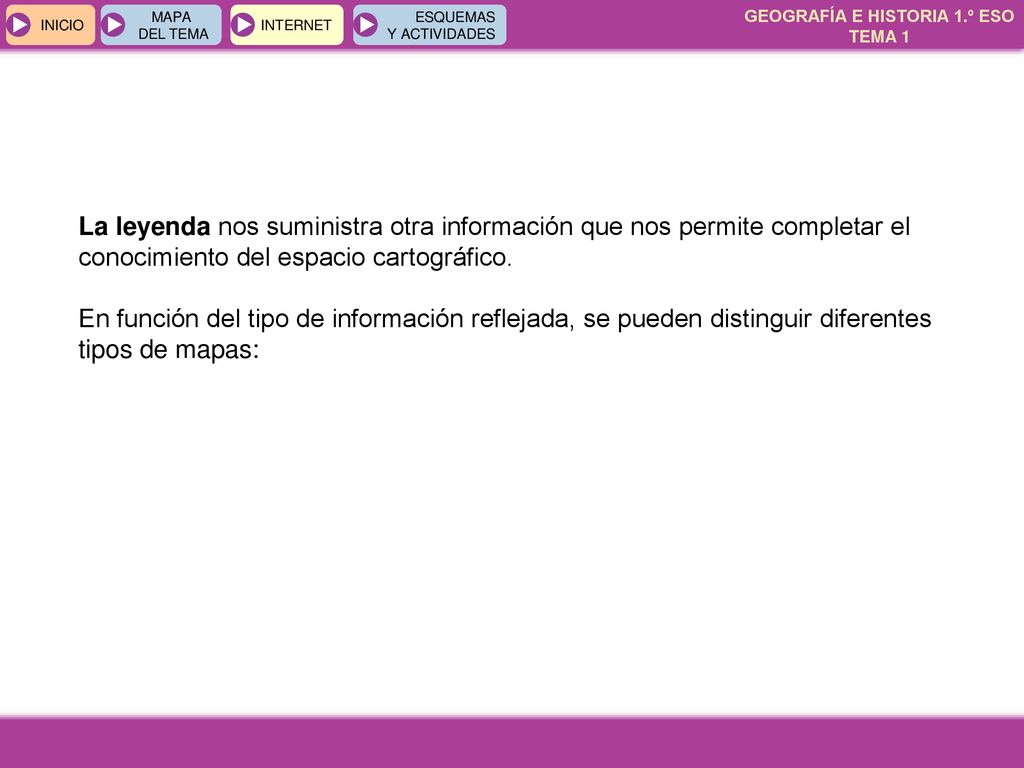 La leyenda nos suministra otra información que nos permite completar el conocimiento del espacio cartográfico.