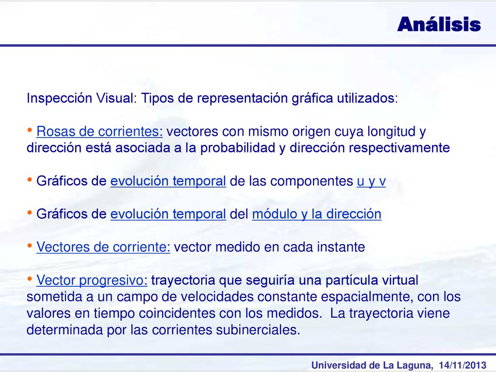 Análisis Inspección Visual: Tipos de representación gráfica utilizados: