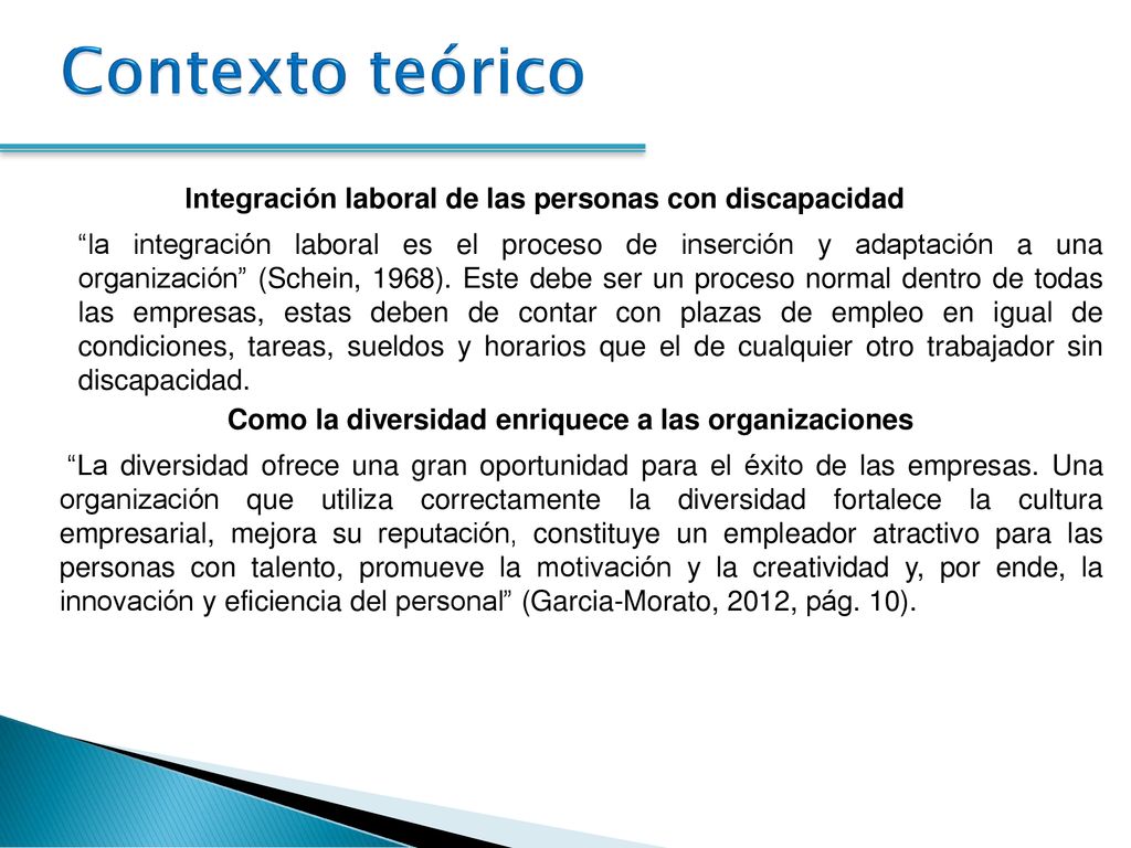 Contexto teórico Integración laboral de las personas con discapacidad