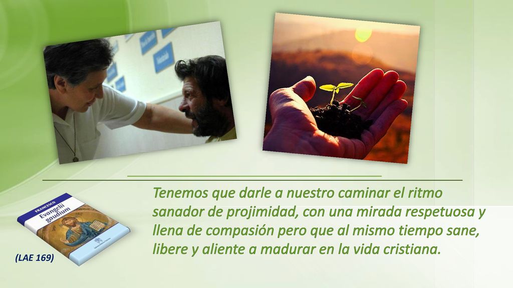 Tenemos que darle a nuestro caminar el ritmo sanador de projimidad, con una mirada respetuosa y llena de compasión pero que al mismo tiempo sane, libere y aliente a madurar en la vida cristiana.