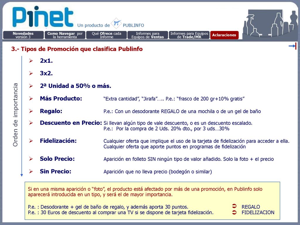 3.- Tipos de Promoción que clasifica Publinfo
