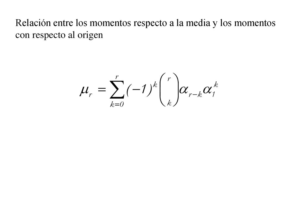 Relación entre los momentos respecto a la media y los momentos con respecto al origen